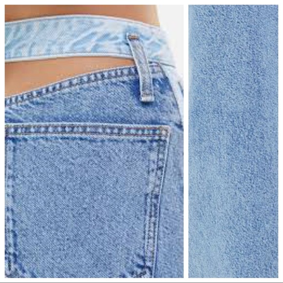 NWT. Bershka Blue 90's Two-Tone Cut Out Straight Fit Jeans. Size 4. - Picture 5 of 8